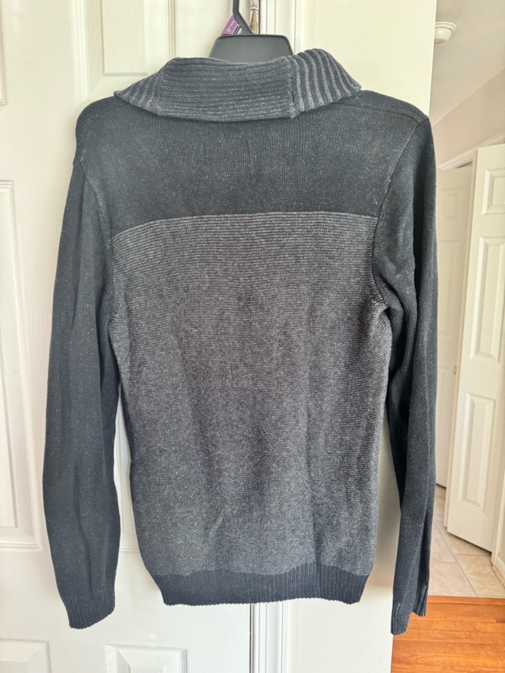 American Rag Cie Shawl Collar 100% Cotton Knit Sweater Gray Black Men’s M - Picture 3 of 11